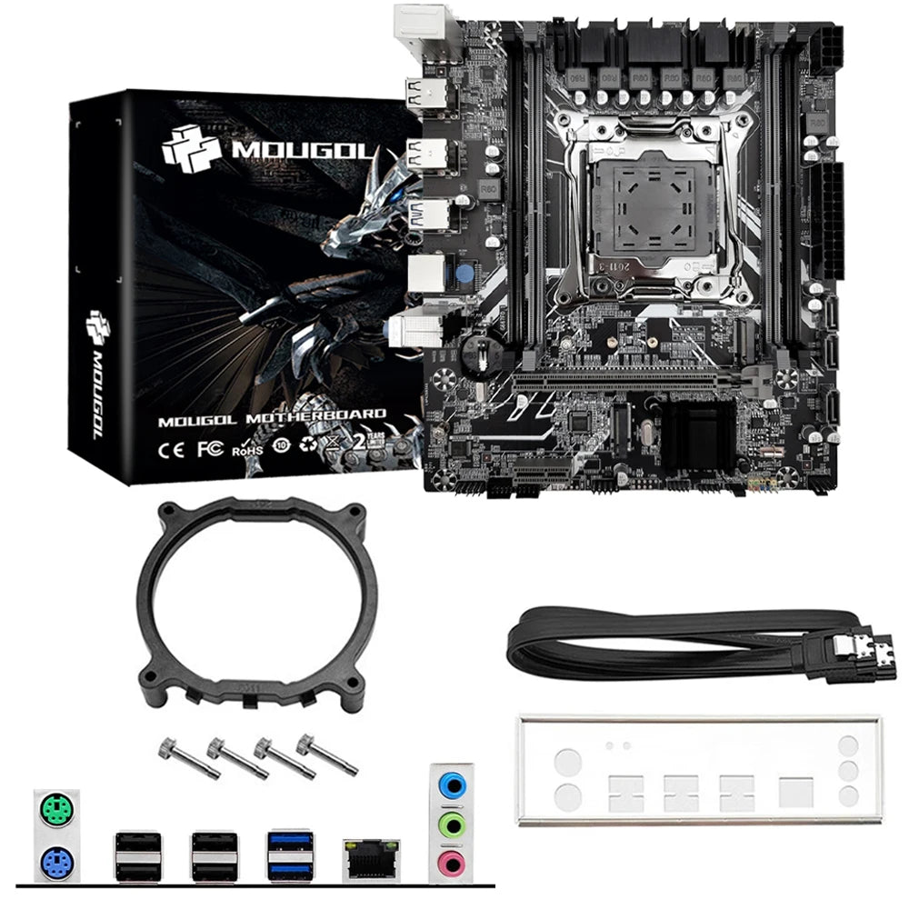 MOUGOL New X99 Gaming Motherboard USB3.0 Supports M.2 NVME SSD Dual Channel DDR4 ECC Memory LGA2011-3 for Desktop Computer Combo