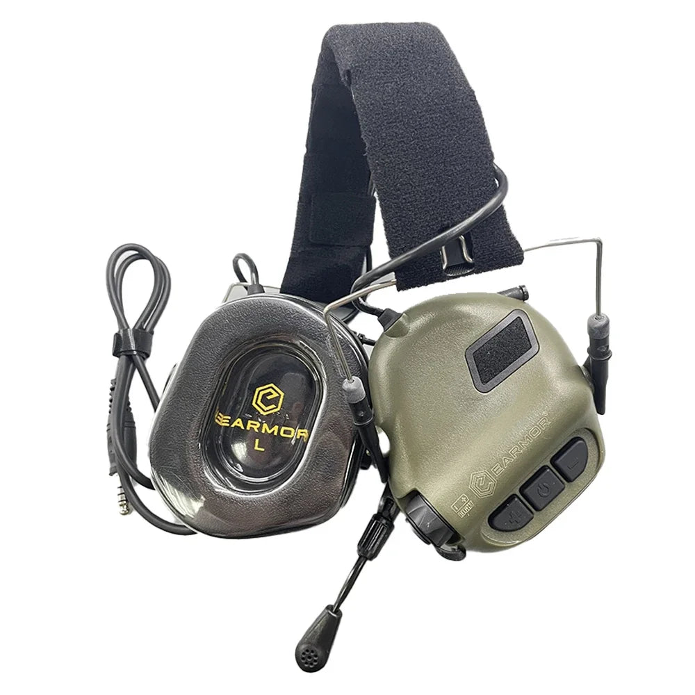 EARMOR M32 MOD4 Shooting Earmuffs Tactical Noise Reduction Headset with Helmet ARC Rail Adapter with Kenwood PTT adapter New