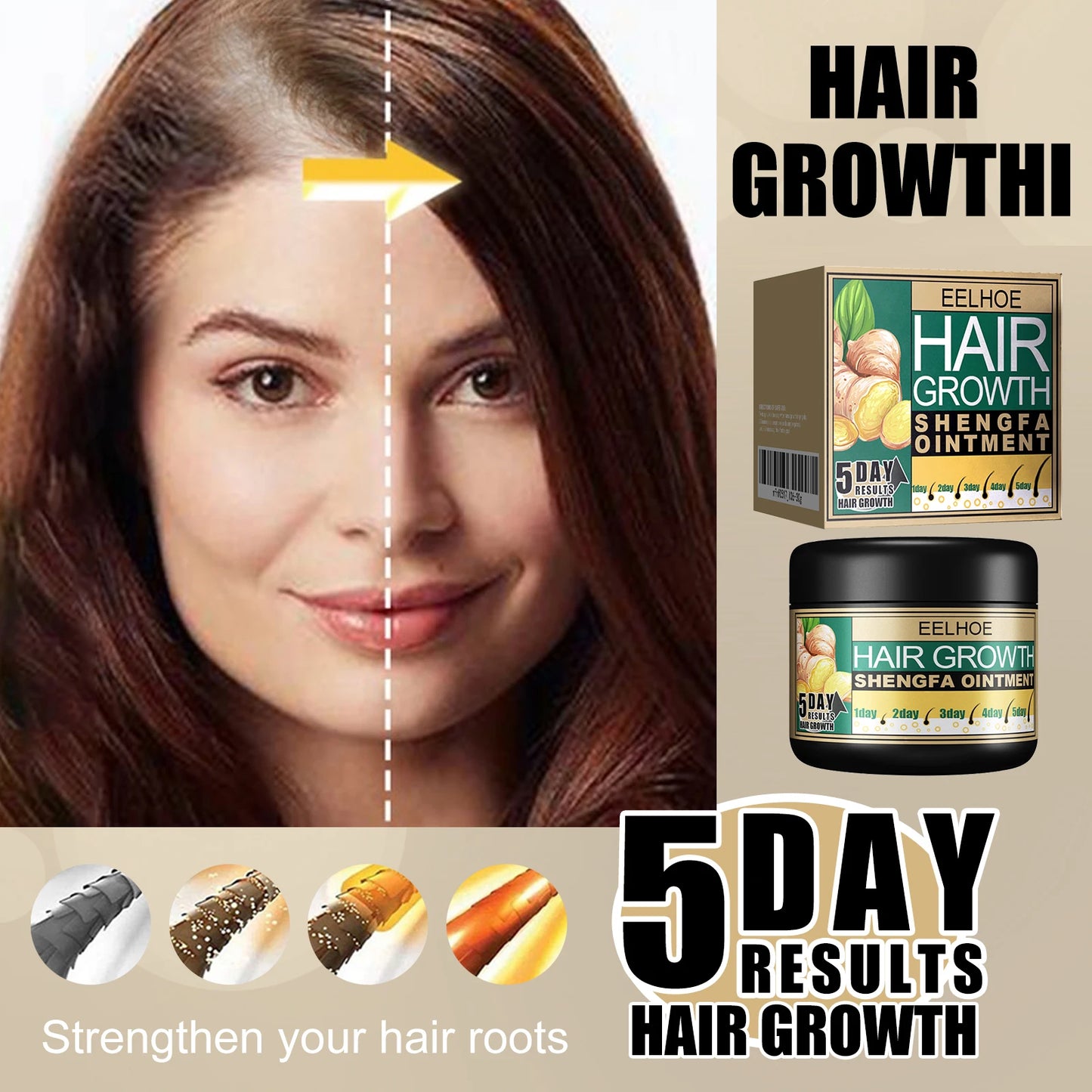 EELHOE Ginger Dense Hair Cream To Promote Hair Growth Relieving Hair Loss Scalp Massage Stimulate Hair Follicle Smoothing Care