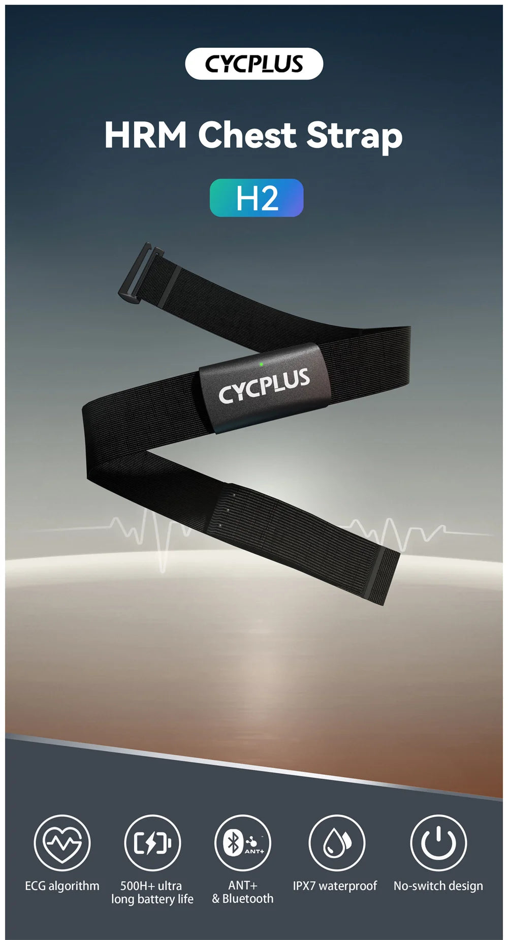 CYCPLUS Heart Rate Sensor Armband Wrist Belt Bluetooth ANT+ Fitness Monitor for Garmin Wahoo GPS Bike Computer