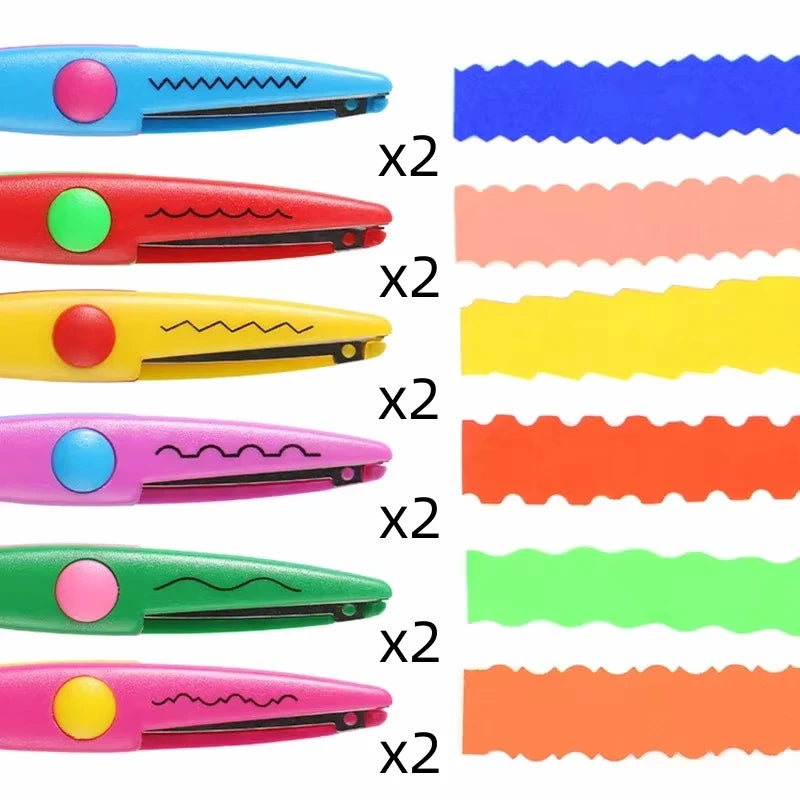 6pcs/Set Scissors Wavy Pattern Paper Cutter DIY Handmade Tools Paper Craft Kawaii Card Photo Scissors Kids Gifts Office Supplies