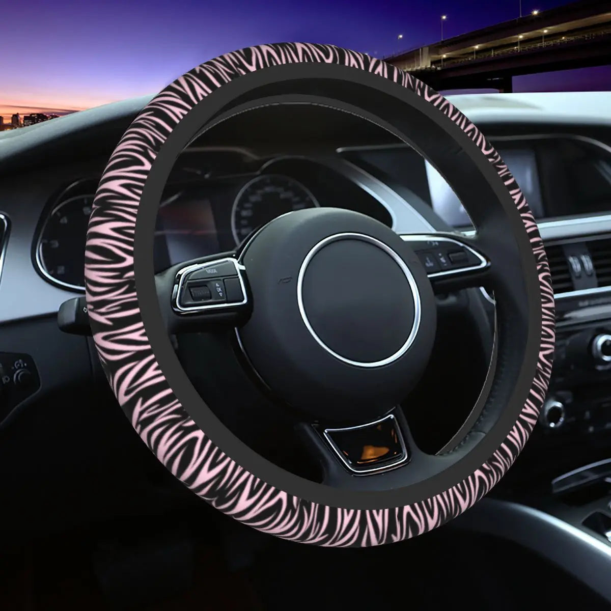38CM Steering Wheel Cover Car Steering Wheel Cover For Women Flowers Footprint Anti-Slip Funda Volante Car Interior Accessories