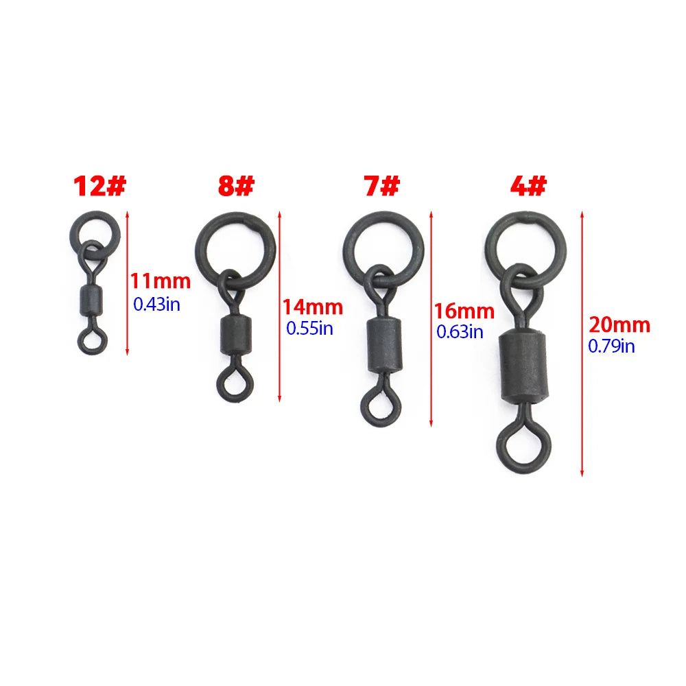 Hirisi 20 Piece Carp Fishing Swivels Snaps with Solid Ring Quick Change Fishing Hook Swivels AE044 Fishing Accessories