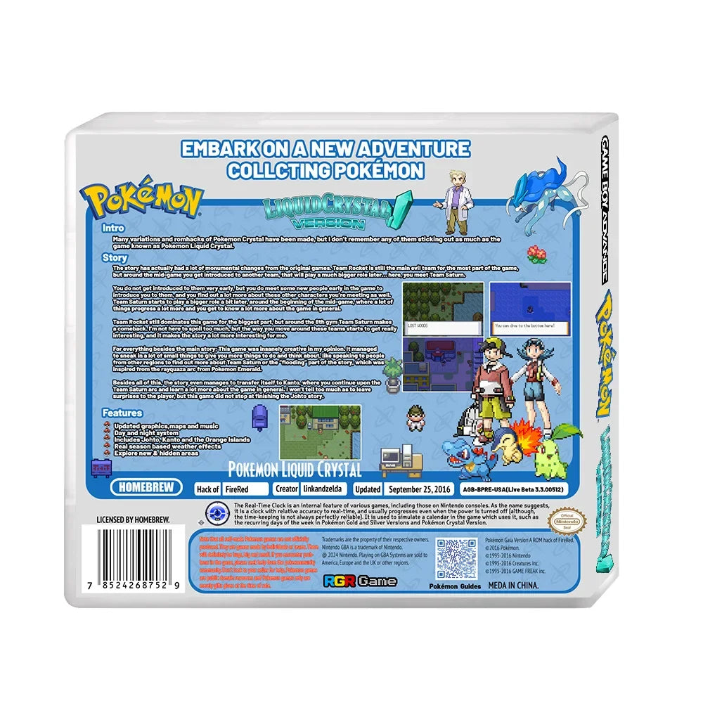 GBA RTC Pokemon  Real Clock  New Version 2.0 Game Card  Featured Popular English Games