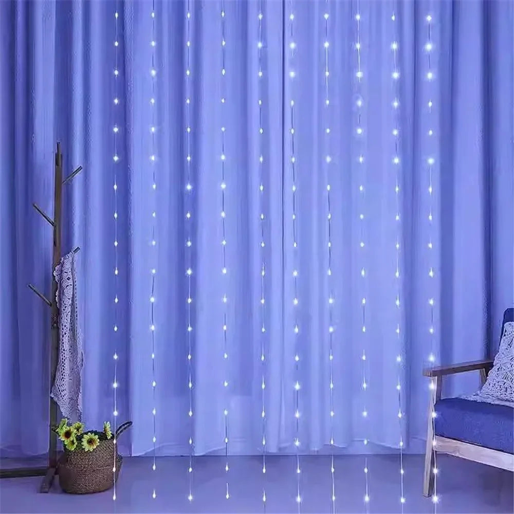 Christmas Lights LED Fairy String Curtain Lights 8 Mode Remote USB Festoon Christmas Decor For Home Holiday New Year Lamp