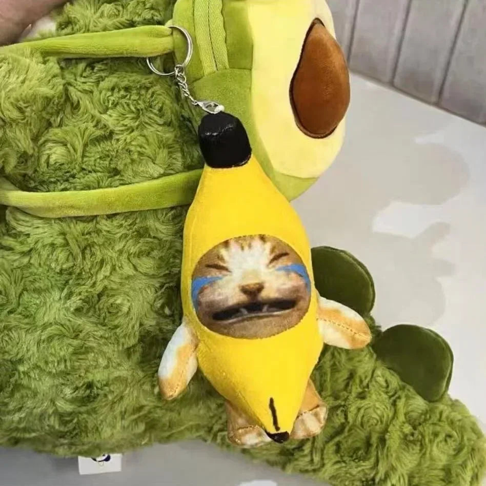 18cm 10cm Banana Cat Doll Pendant Keychain Crying Happy Banana Cat