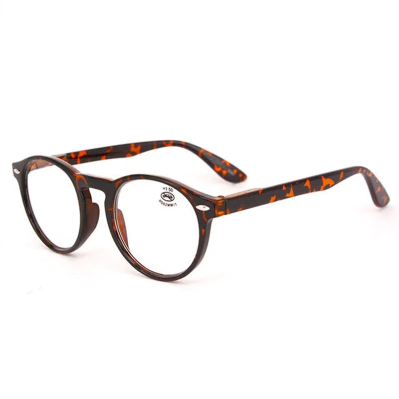 Ultralight Red Leopard Print Reading Glasses Women Men Round Glasses Frames for Read Female Fashion Vintage Clear Eyeglasses