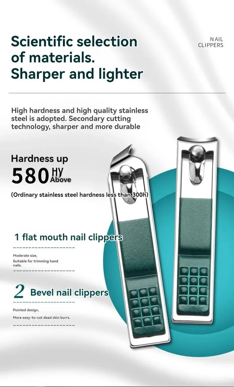 6pcs Nail Clippers Set Anti-Splash Nail Clippers Manicure Stainless Steel Nail Clippers High-End Household Pedicure Tools