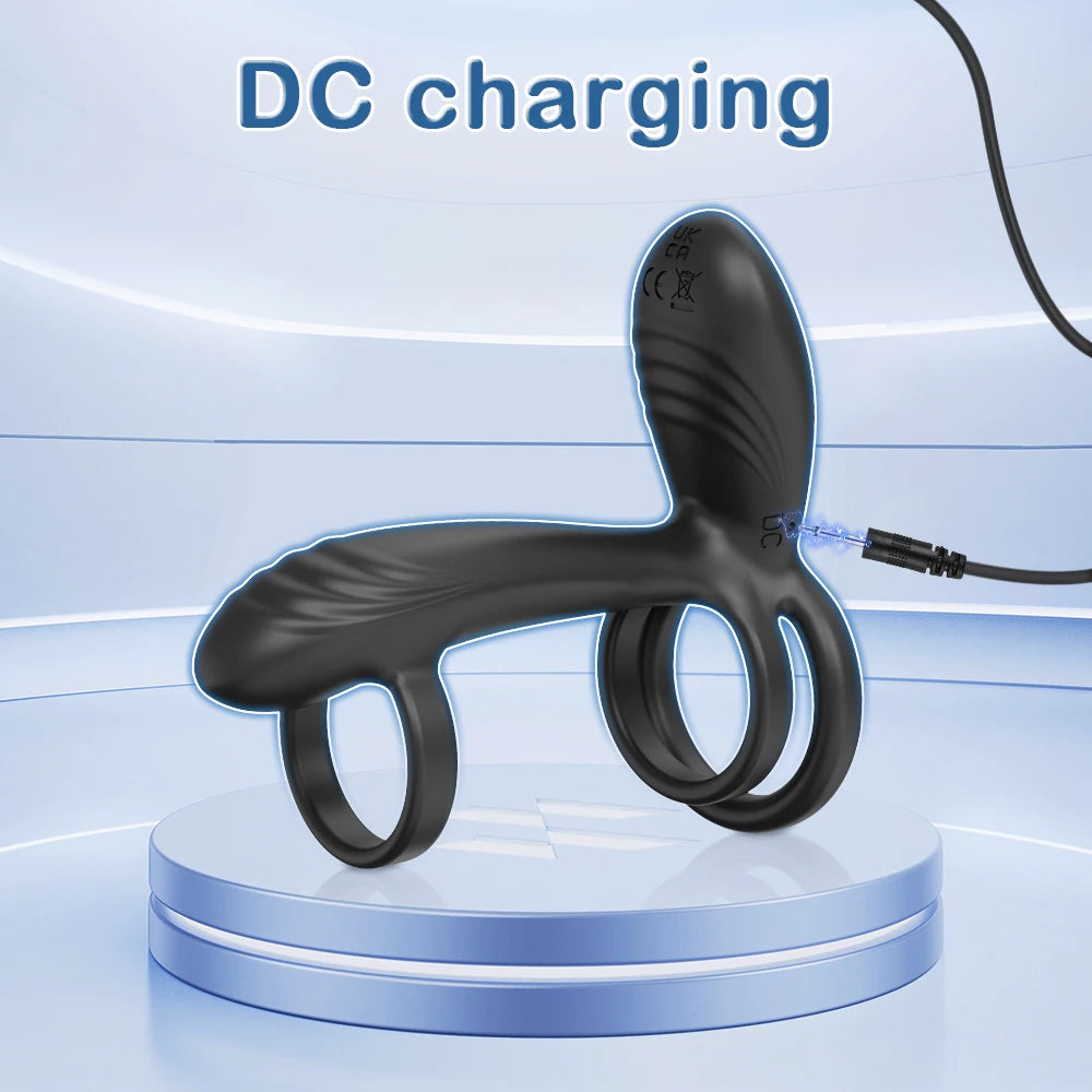 Vibrating Cock Ring for Men Remote Control Penis Ring Ejaculation Delay Chastity Cage Clitoris Stimulation Sex Toy for Couples