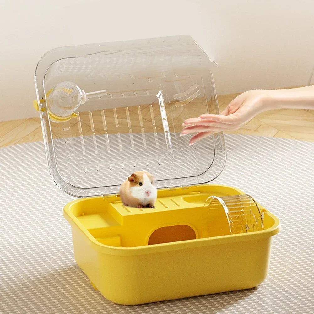 Hamster Cage Small Hamster Habitat Mouse Home Small Animal Cage with Tube Exercise Wheel Hut Rat Habitat for Gerbils Mice