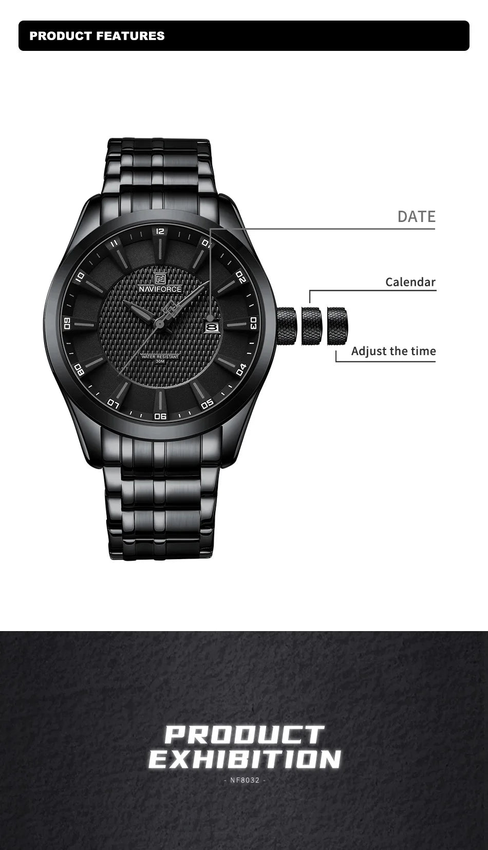 Top Brand NAVIFORCE Men's Watch Waterproof Quartz Business Casual Wristwaches Stainless Steel Strap Date Clock Relogio Masculino