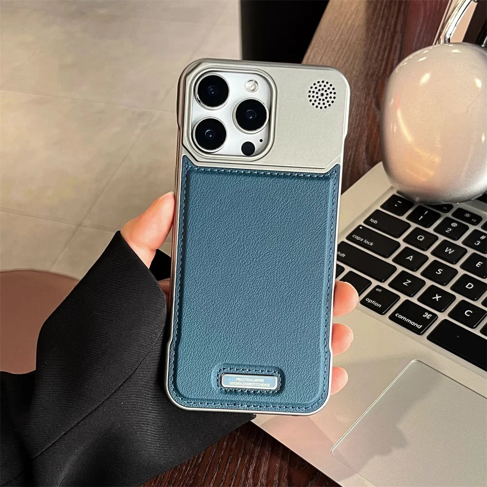 Luxury Classic Leather Magnetic Frameless Phone Case For iPhone 15 16 17 Pro Max Air Plus 14 13 12 11 Plating Protection Cover