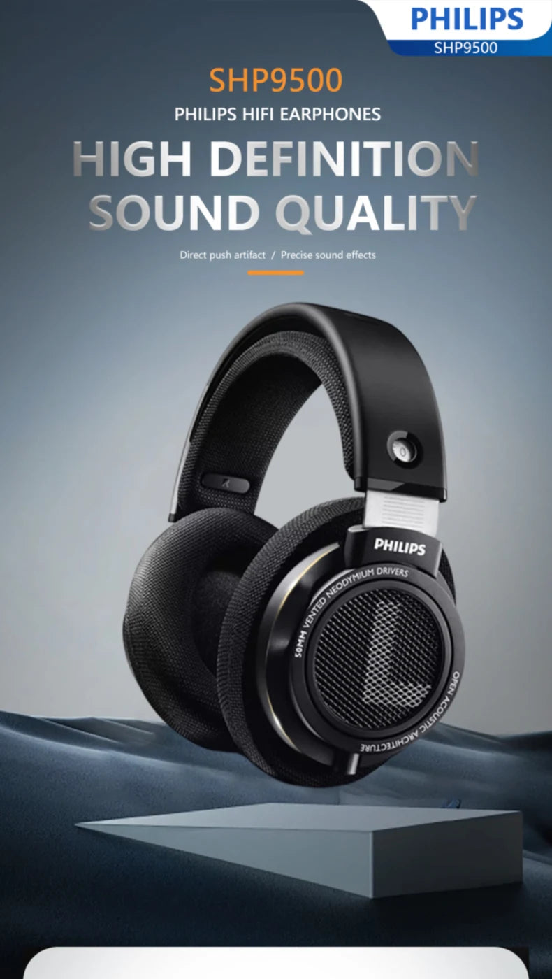 Philips SHP9500 Head-mounted Wired Headphones HiFi Stereo Earphone Monitor Class Music Earbuds E-sports Game Universal Headset