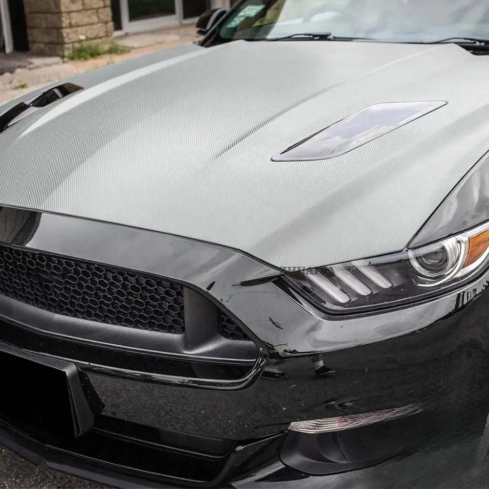 DIY Waterproof 3D Carbon Foil Film Silver Self-adhesive Car Stickers Auto Color Change Accessories Silver Carbon Vinyl Wrap