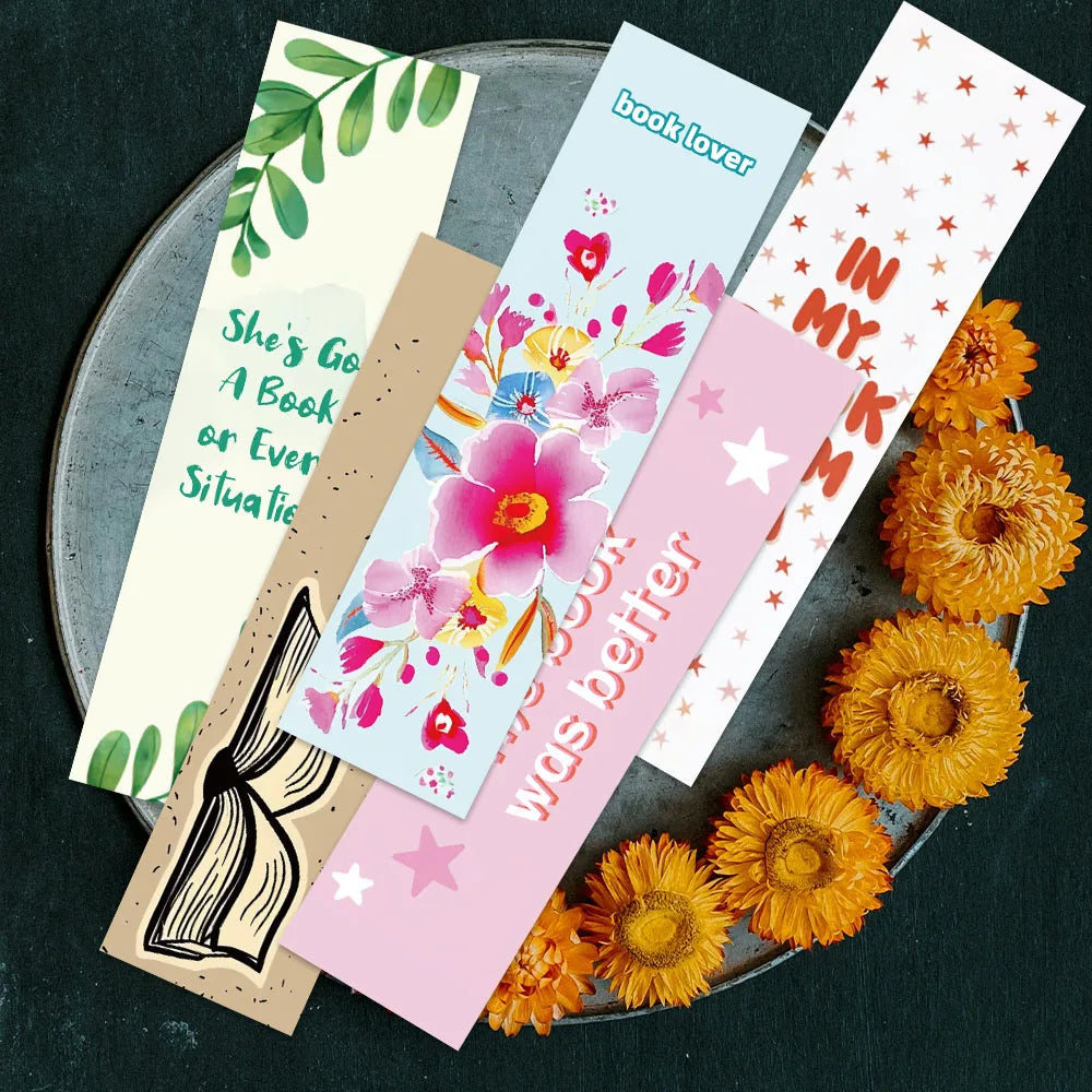 30pcs Aesthetic Cartoon Bookish Reading Book Paper Bookmarks DIY Students Readers Page Marker Library Office Page Marking