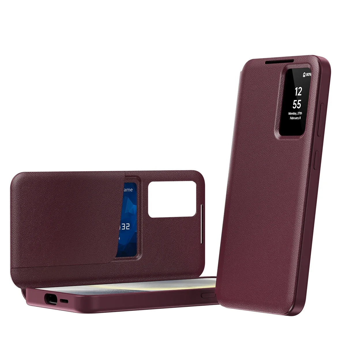 Smart Window View Leather Flip Case for Samsung Galaxy S26 S25 S24 S23 Ultra Plus No-flip Answering Card Holder Slot Book Cover