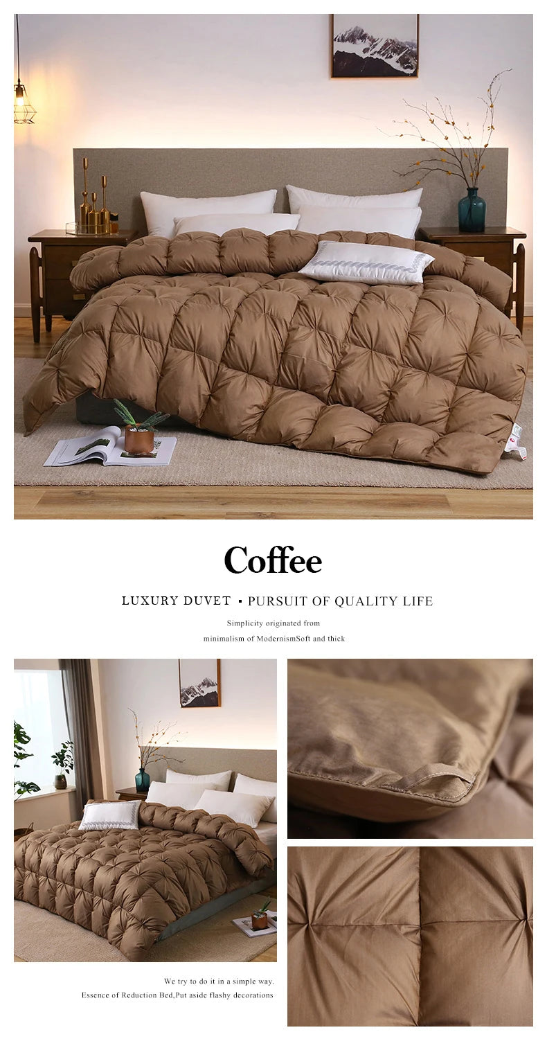 Luxury White Goose Down Filler Duvet 3D Bread Quilt Comforter Winter Heavy Duvet 4kg Weight 100% Cotton Shell Thickened Quilt