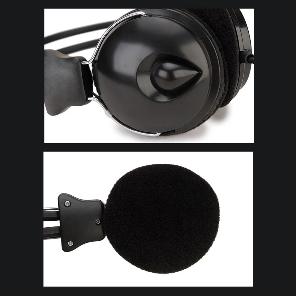 3.5mm Wired HD Sound Headphones Over Ear Headset Bass HiFi Music Stereo Microphone Earphones Adjustable Headset For PC MP3 Phone