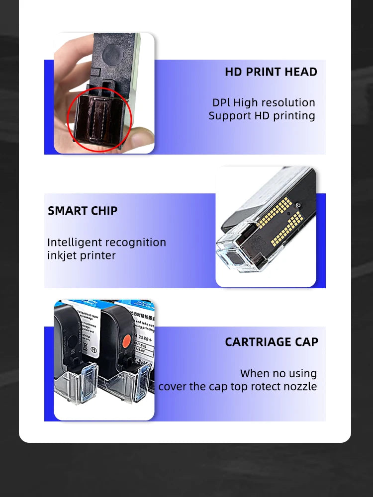Fast-dry 12.7mm Universal 2588 Solvent Ink Cartridge for Inkjet Printer Date Text Code Printing Machine
