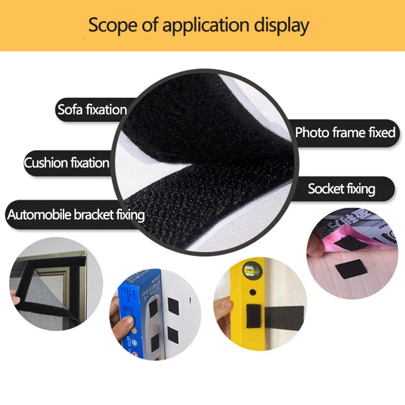 10Meters Strong Self Adhesive Hook and Loop Fastener Tape Magic Strips Industrial Strength Sticky Fastener DIY Craft Accessories