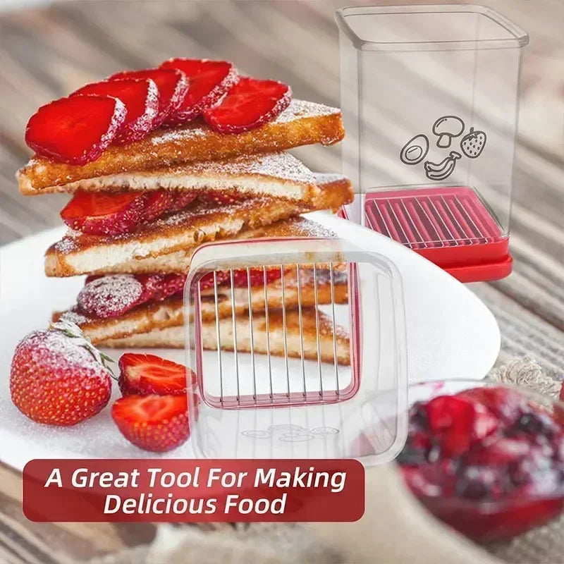 Strawberry Slicer - Fruit Slicer with Container - Pro Soft Food Chopper - Detachable Fruit Cutter Chopp gadget