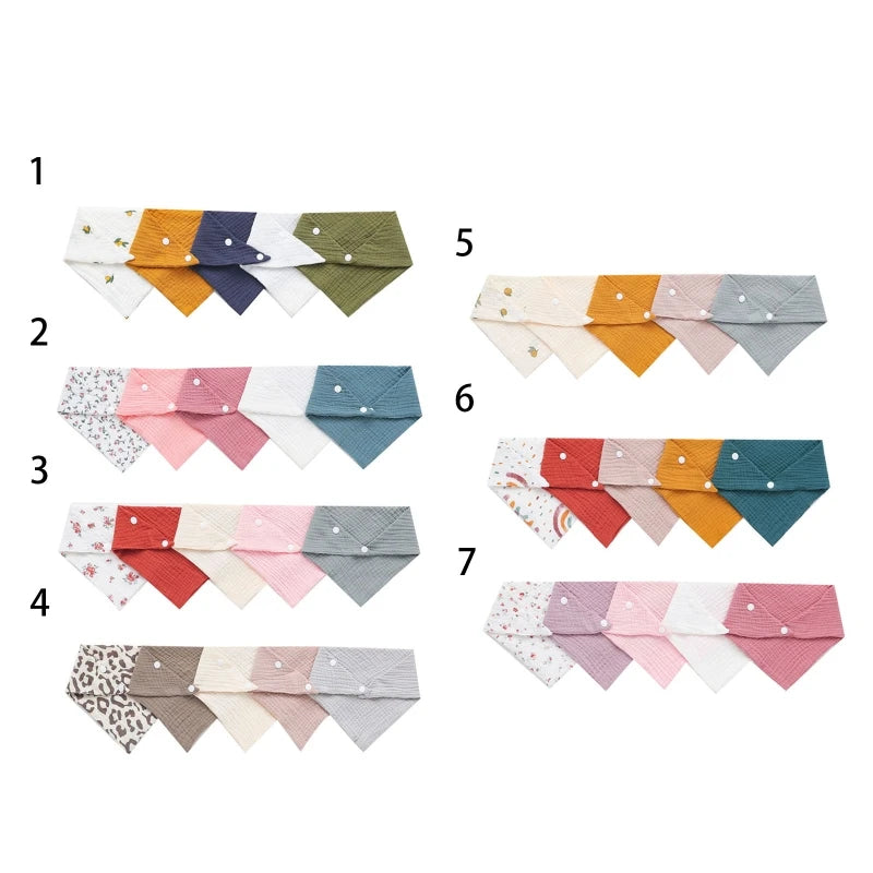 Soft Cotton Triangle Scarf Solid Color Snap Button Bib Baby Feeding Drool Saliva Towel Bandana Burp Cloth Baby Stuff