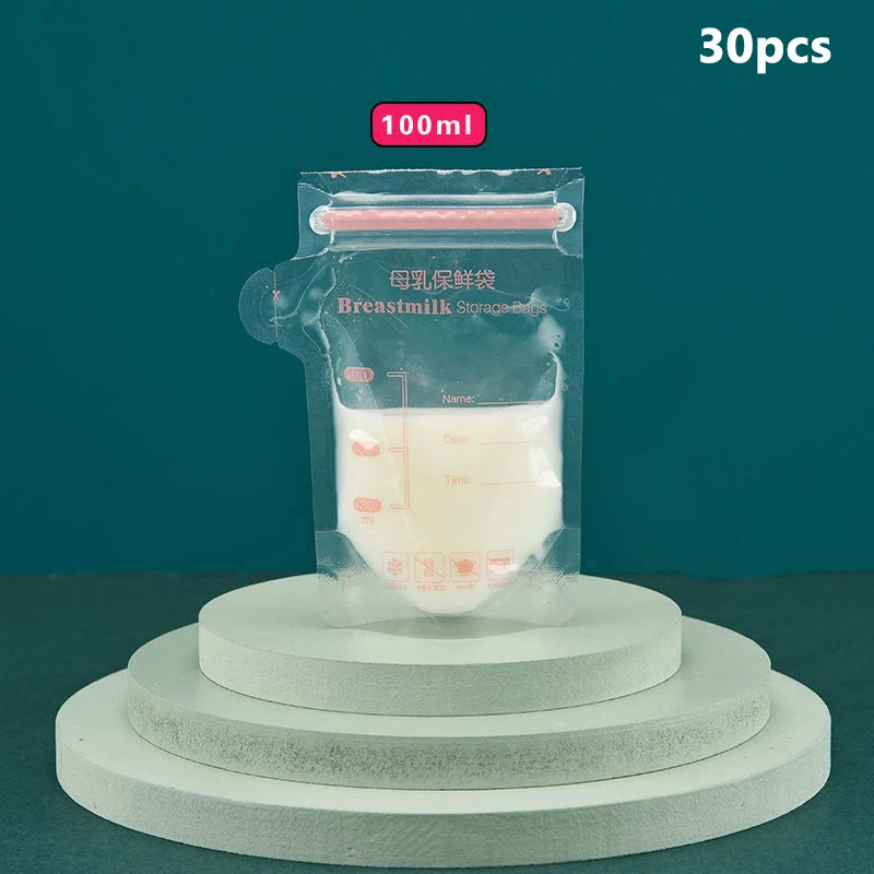 30Pcs  Breast Milk Storage Bags with Marker Pen Disposable Small Capacity Milk Bags for Freezing and Storage Bag