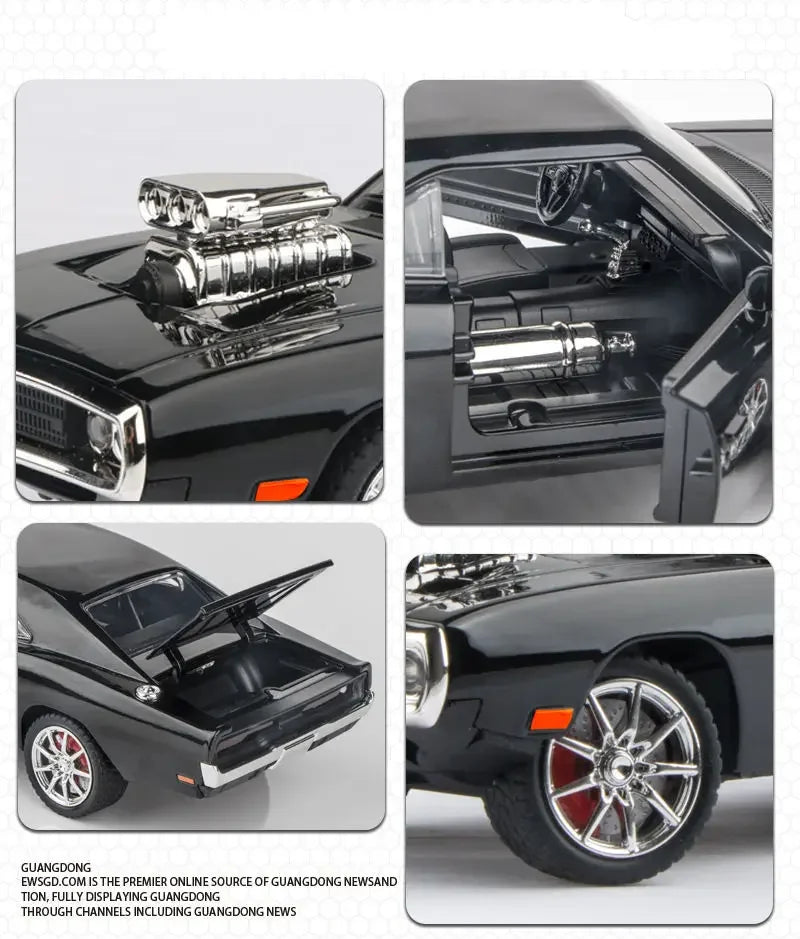 New 1:24 Challenger 1970 Fast & Furious 7 Alloy Car Model Diecasts Toy With Sound and Light Vehicles Decoration Toy For Kid Gift