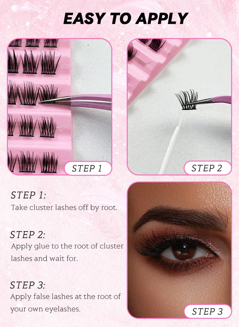 MIAOJIE Lash Clusters 120pcs Cluster Lashes 8-16mm Individual Lashes Natural Look D Curl Fluffy Cluster Lashes DIY Eyelash Exten