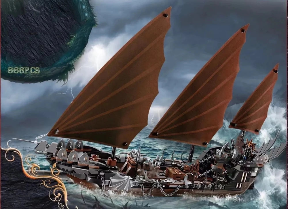 Pirates of the Caribbean Black Pearl Queen Anne Revenge Ghost Ship Model 79008 4184 Building Blocks 4195 Set Bricks Toy Kid Gift