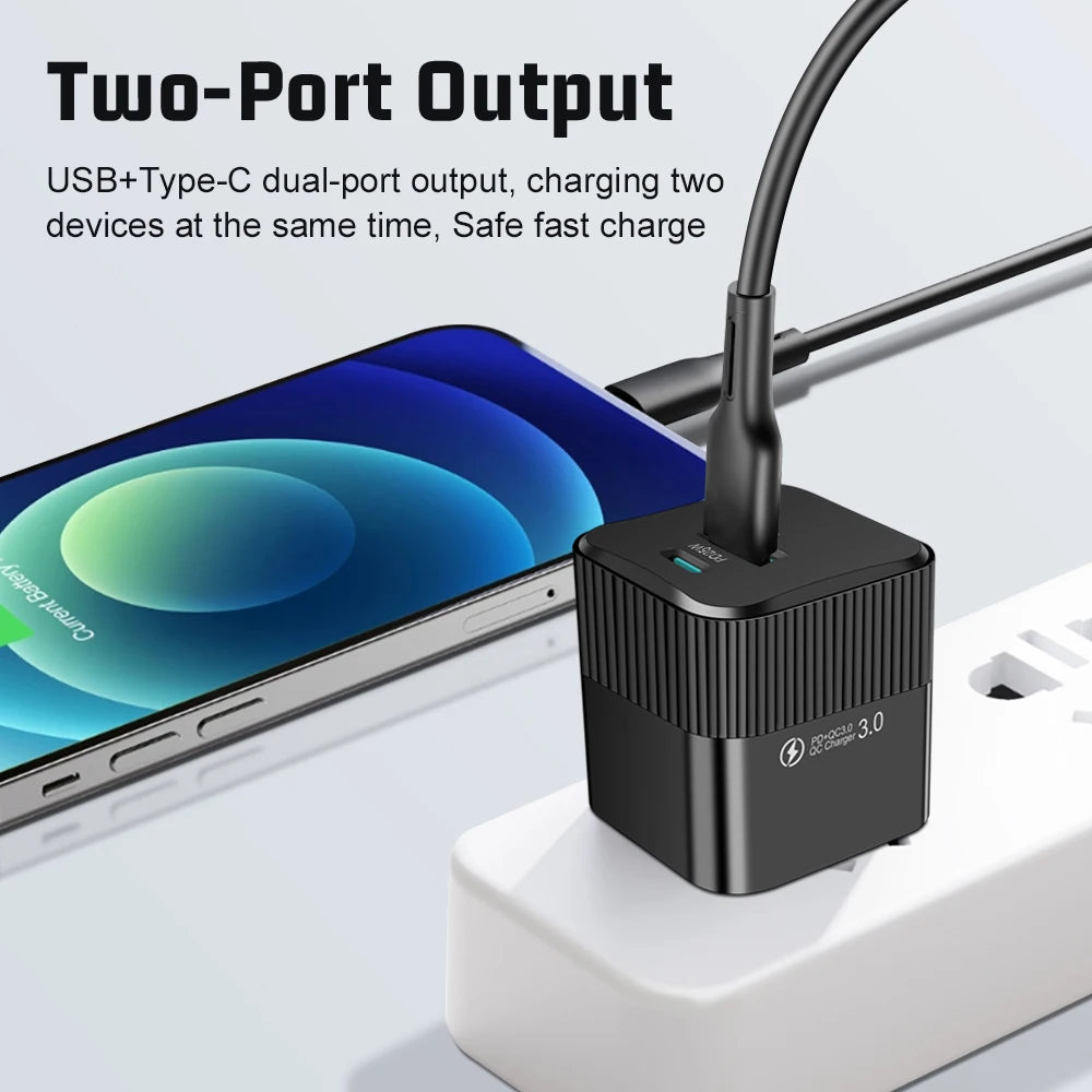 USB C Charger PD 25W Fast Charging Type C Phone Charger Quick Charge 3.0 Adapter For iPhone 15 Pro Max Xiaomi Samsung EU/US Plug