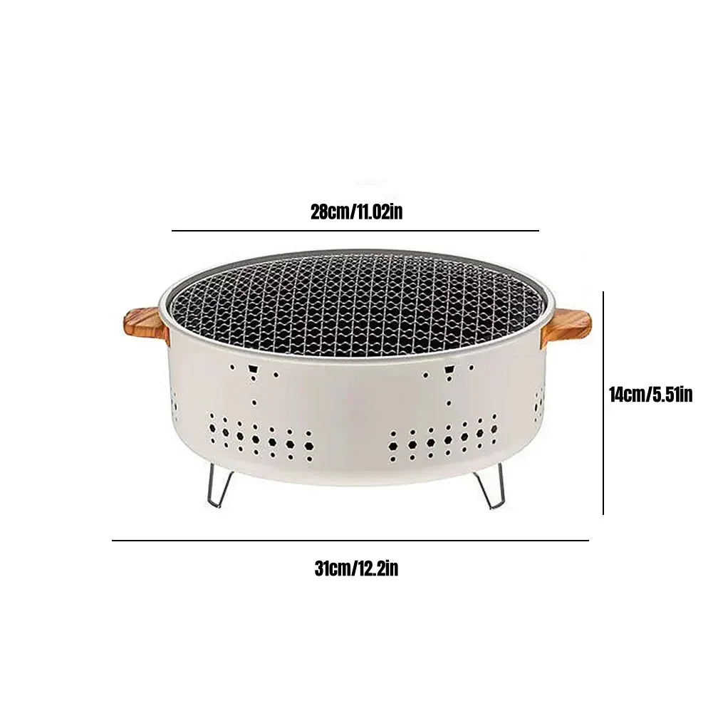 Round Barbecue Stove 1/3pcs Portable Removable Grilling Net Charcoal Oven Stainless Steel Bracket Outdoor Camping VIE LENTE