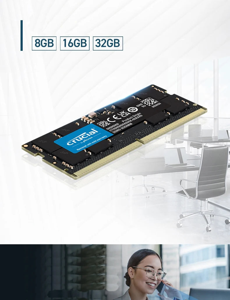 Crucial Laptop Memory DDR5 4800 5600 MT/s MHz 8GB 16GB 32GB RAM 262pin SO-DIMM Memory for LEGION Laptop Notebook Ultrabook
