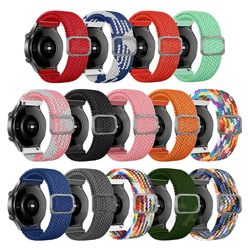 20mm 22mm Elastic Band For Samsung Galaxy Watch 7/6/5/4/FE Active 2 Gear S3 Braided Nylon Strap For Huawei Watch GT 5/4/3/2 46mm