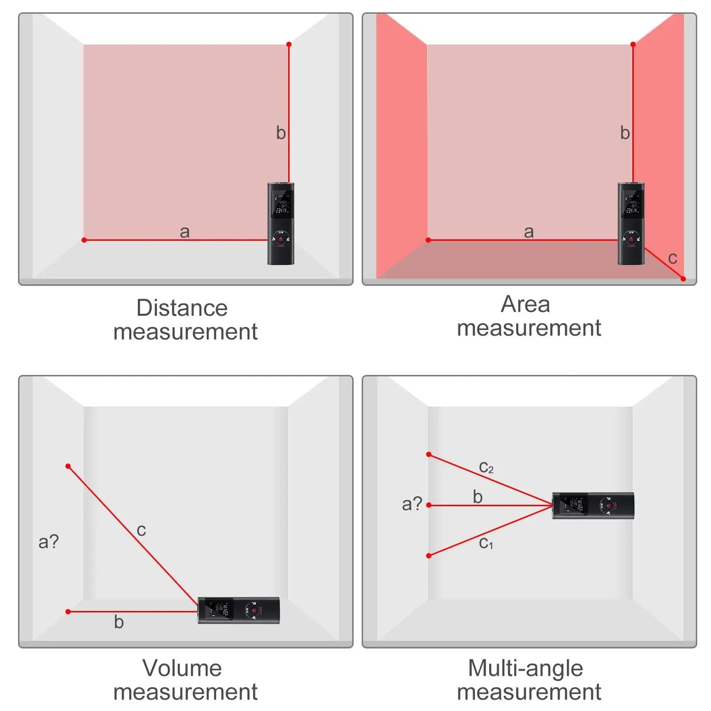 40M/60M Mini Smart Laser Distance Meter Measure Infrared Rangefinder USB Rechargeable Portable Handheld Laser Range Finder Tools