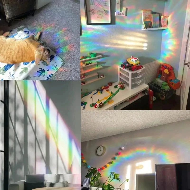 6Pcs/set Suncatcher Window Stickers Rainbow Maker PVC Glass Sticker Sun Catcher Wall Decal Art Home Bedroom Kids Room Decoration