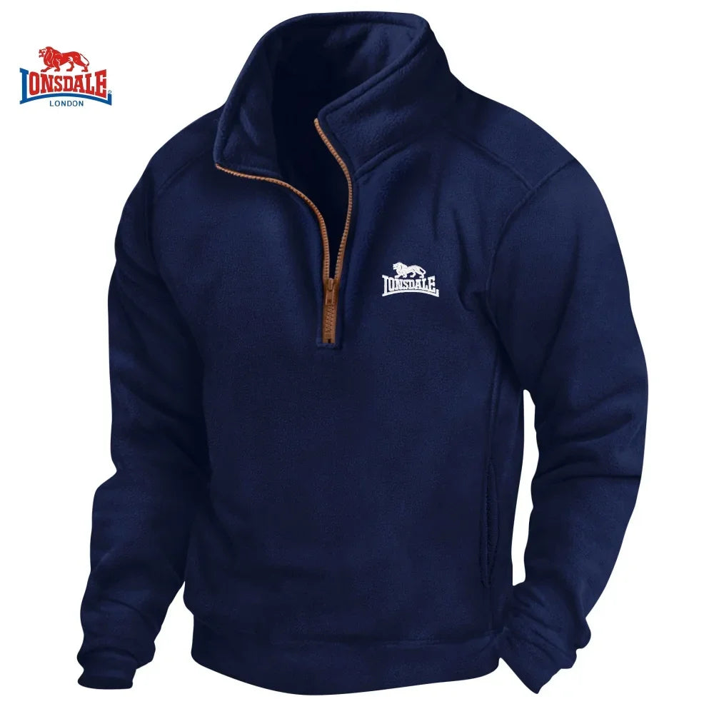 New Men's Embroidery Brand Long Sleeved Zipper Pullover for Autumn and Winter Fashion Outdoor Casual Sportswear Top