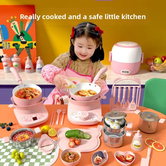 Mini Kitchenette Real Cooking Full Set Real Cooking Edible Kitchenware Set Toy Girl Birthday Gift