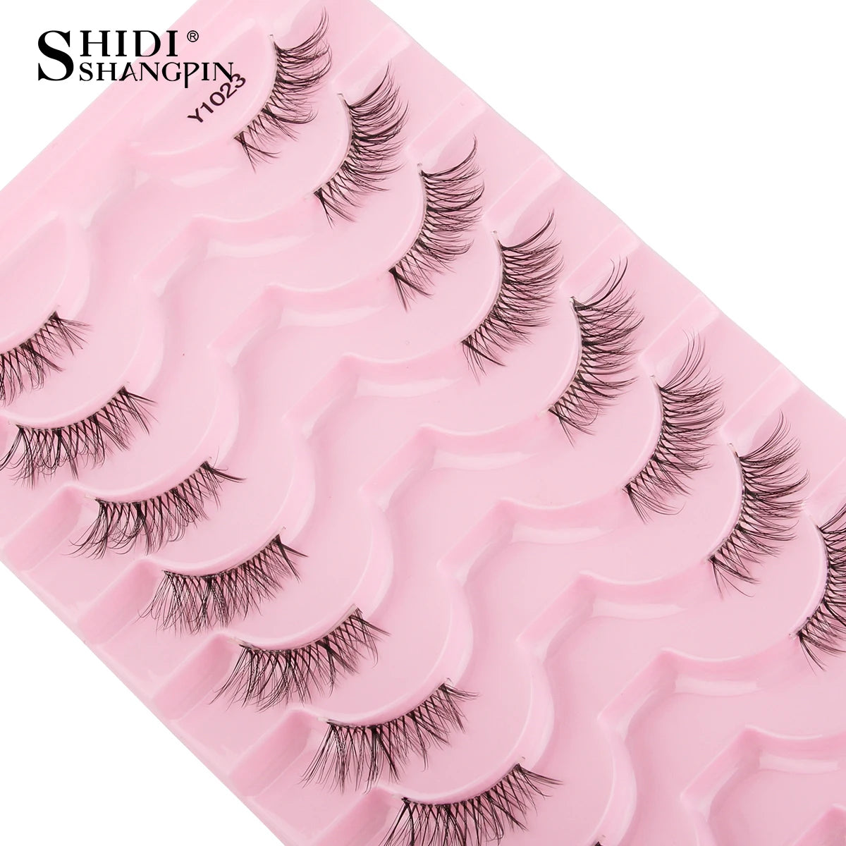 3/5/10Pairs Half False Lashes Natural Short 3D Cat Fake Mink Eyelashes Extension Winged Fluffy Wispy Faux Cils Clear Band Makeup