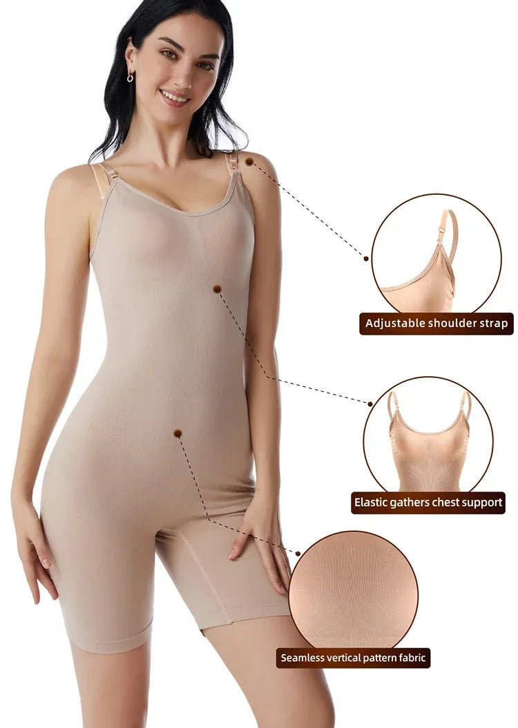 Seamless Women Bodysuit Butt Lifter Shapewear Waist Trainer Body Shaper Strappy-Back Chest Enhancing Corrective Underwear Corset