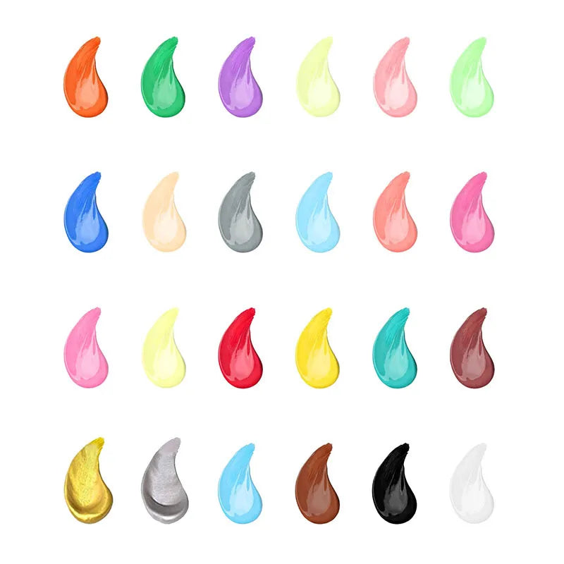 1Kit 24 Colour Acrylic Paint Colors Bottled Acrylic Paint Set Paint For Fabric Clothing Painting Rich For Leather DIY Pigment