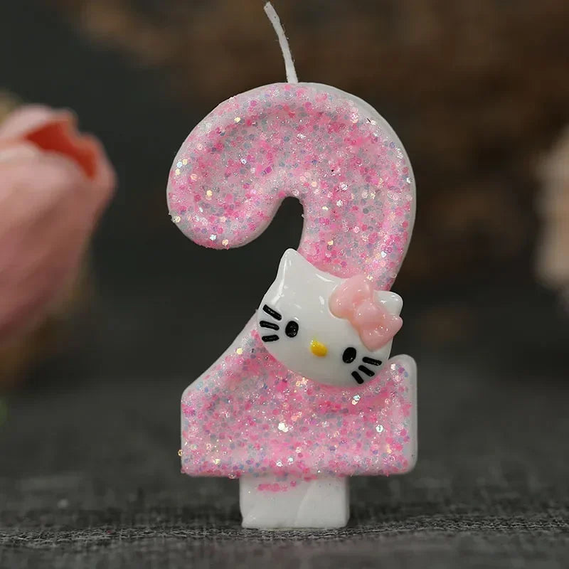 Kawaii Hello Kitty Number Birthday Candle Sanrio Kitty Cat Digital Candles Birthday Cake Decoration Anniversary Party Candles