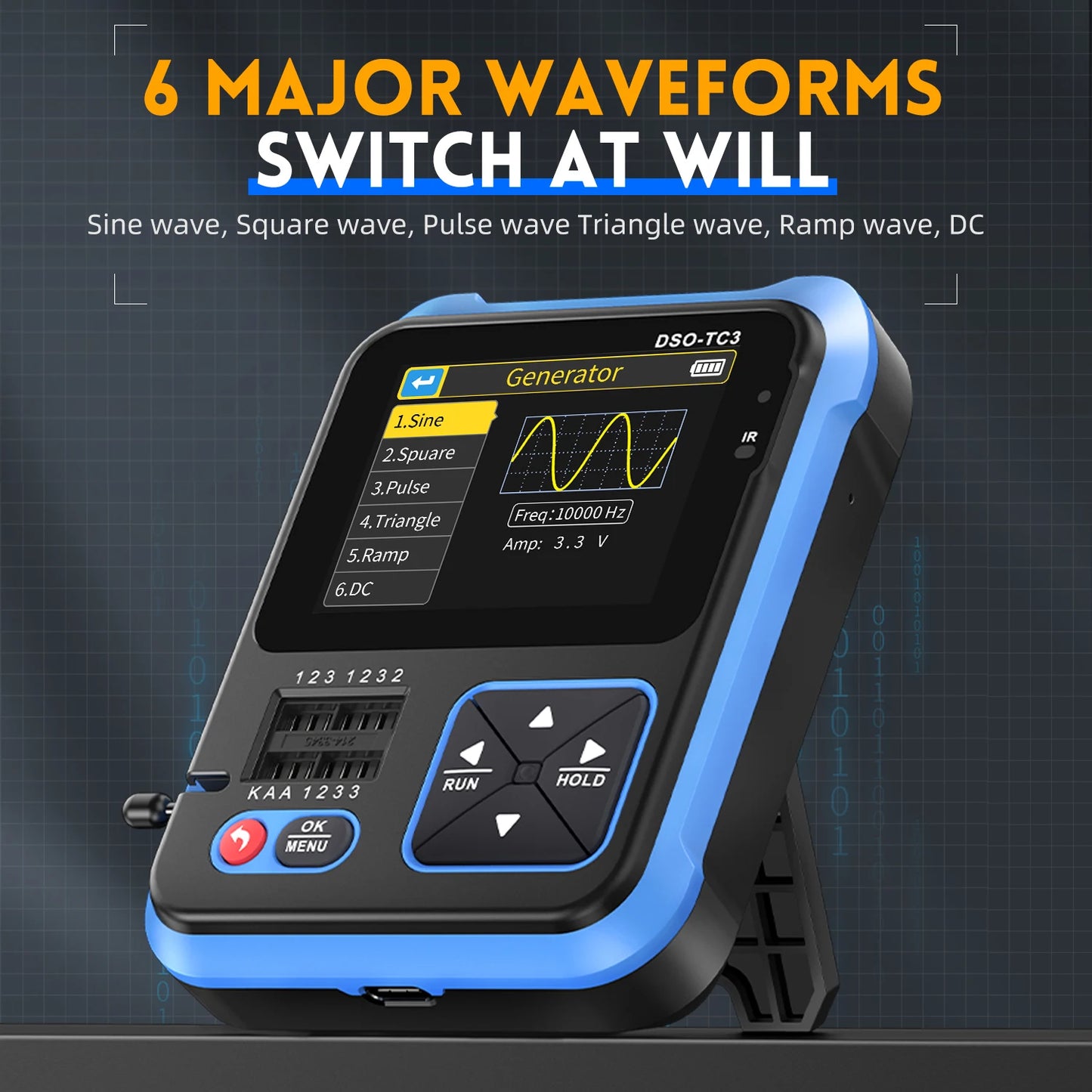 FNIRSI DSO-TC3 Handheld Digital Oscilloscope Transistor Tester 3-in-1 Support Diode Capacitance Voltage LCR Detect PWM Out