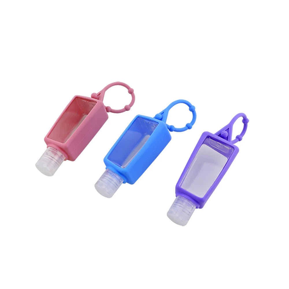 Mini Hand Sanitizer 30ml Silicone Hand Gel Holder Refillable Hook Empty Squeeze Bottles Portable Travel Soap Dispenser