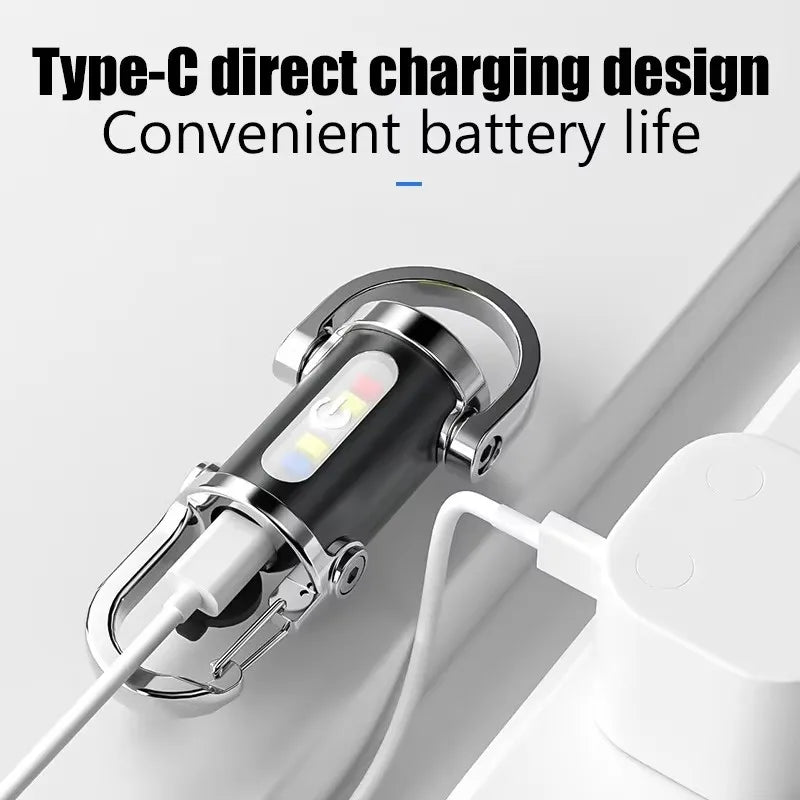 Rechargeable Keychain Flashlights Multifunction COB Work Light 6 Modes Emergency Keychain Light for Walking Searching Hiking