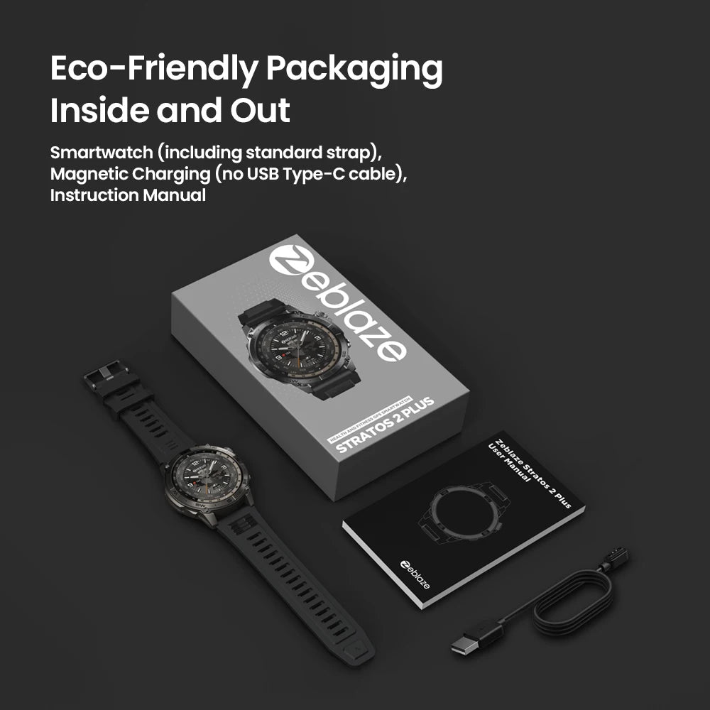 Zeblaze Stratos 2 Plus GPS Sports Smart Watch Built-in Compass Barometric Altimeter 1.43'' AMOLED Display Voice Call Smartwatch