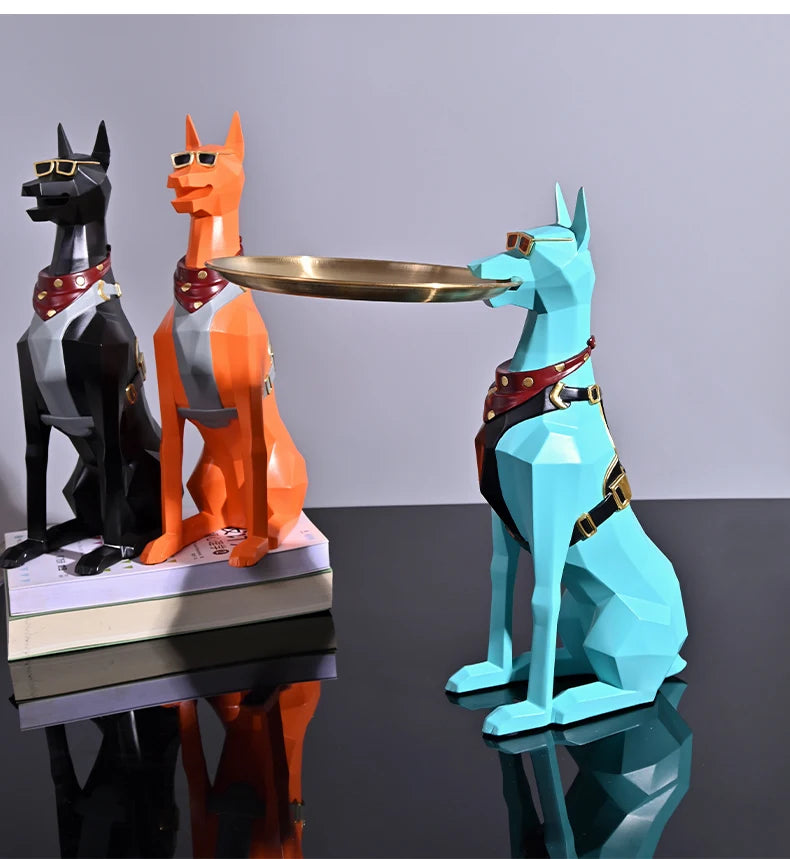 Design Tray dog Statue Butler Tray for Key Box Home Ornaments Animal Figurines Office Decoration Resin dog Sculpture decor Rooms