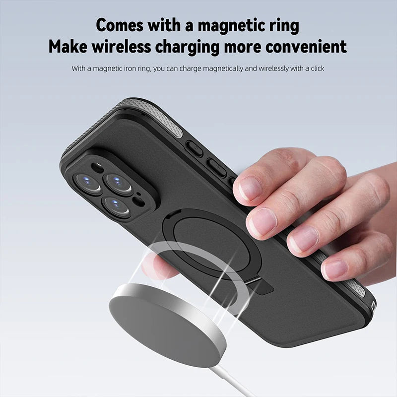 Magnetic Charging with Stand Anti Fall IP68 Waterproof Case For iPhone 16 15 Pro Max Plus Drop proof Diving Swim Outdoor Sport