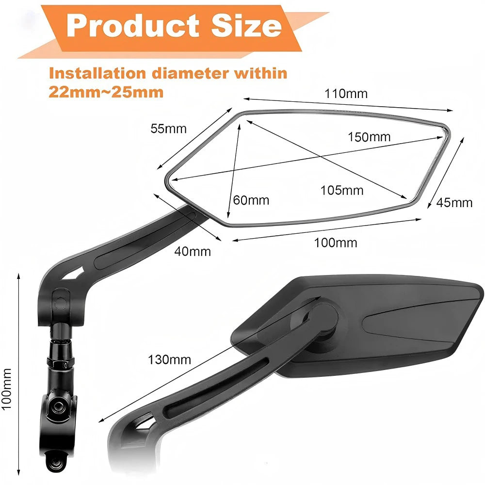 Bicycle Rear View Mirror Bike Handlebar Reflector 360° Rotatable Wide Range Back Sight MTB Mountain Road Riding Safety Rearview