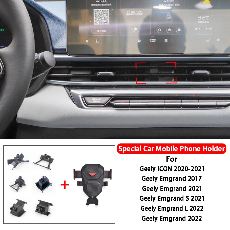 360 Rotate Degree Phone Car Holder Mount Dashboard Mobile Phone Holder GPS Car Stand For Geely ICON Emagrand Emagrand S/L